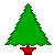 Pixelated green Christmas tree with red base on gray background, next to dark green with bright green text reading 'Original Icons .com'