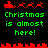 Pixel art animation of Santa's sleigh with reindeer and Christmas text, showing sleigh movement and reindeer leg changes.