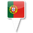 Pixelated map pin icon featuring Portugal's flag design with green and red vertical stripes and a yellow armillary sphere emblem.