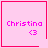 Four pink square with red borders display 'Christina' text and a '<3' symbol, with one featuring a red heart and another a red starburst