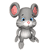 Gray mouse with pink ears and blue eyes in five sequential poses showing movement from left to right.