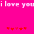 Pixelated pink background with white text reading "i love youi love you" and two of red heart symbols below