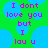 Green background with blue circular shapes and pink pixelated text reading "I dont love you but I lou u".