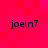 Four identical text-based icons arranged in a on a red pixelated background, each displaying 'joeln7' in dark blue lowercase letters