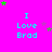 Bright pink background with cyan text "I Love Brad" repeated in a , surrounded by scattered green and purple stars