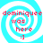 A pixelated image with a cyan and white spiral background, red text reading 'dominique was here :]', and four identical arranged in a