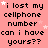 A static image with a pink background displaying repeated text 'i lost my cellphone number can i have yours??' in black pixelated font, interspersed with small white stars.