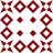 A static grid of nine red geometric patterns on white background, featuring four corner designs with four rounded corners, four middle-edge designs with four rounded corners, and one central dot.