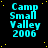 identical pixelated text icons displaying 'Camp Small Valley 2006' in cyan on black with yellow dots, one gray square visible