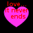 Four identical pink heart-shaped icons with red text 'love... it never ends' on black background, each with distinct pixelation levels.
