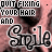 Animated icon with pink textured background, repeating text "QUIT FIXING YOUR HAIR AND" and stylized "Smile" in black outline font.