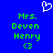 Blue background with green pixelated text reading "Mrs. Deven Henry" and a heart symbol above the text, both sides identical.