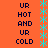 A static image with orange background, cyan star-like symbols in vertical , and dark blue text reading 'UR HOT AND UR COLD' arranged vertically