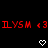 Red text and white pixel hearts on black background with gray corner overlay, animated heart fill changes across frames.