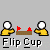 Animated pixel art of a yellow-shirted figure with white head performing cup-and-ball trick, red balls and brown cups visible in sequence.