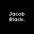 Pixelated text on a black background with a dark brown and gray section, displaying phrases like "Jacob Black." and "My Boyfriend.".
