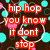 A split-screen image with a text-heavy left side and a horse on the right, featuring red pixelated text over distinct backgrounds.