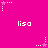 A bright pink background features repeated white text 'lisa' and alternating star-and-dot patterns in white and pink.