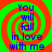 Four identical display blue text "You will fall in love with me" over a green and red spiral background, each showing the same static image