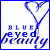 Blue and white pixelated icon with a heart outline, 'BLUE' text above 'eyed', and partial script below.