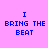 Four display blue pixelated text "I BRING THE BEAT" on a pink background with varying gradient overlays
