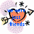 six pixelated images with text and symbols: hearts, clouds, rain, and a chocolate bar, each with distinct colors and text phrases