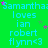 Green background with repeated cyan text 'Samantha: Samantha: Samantha: Samantha: loves ian robert flynn<3' and scattered pink and purple stars.
