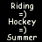Pixelated text list with three of names and smiley faces, each highlighted by a purple bar in different