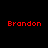 Red pixelated text "Brandon" appears twice on a black background, with identical letterforms and spacing in both instances.