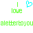 Pixelated green text and cyan heart symbol on white background with repeating 'aletterboyou' text at bottom.