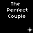 Black background with white pixelated text "The Perfect Couple" repeated across three , accompanied by small animated symbols like plus signs and dots