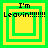 Four identical pixelated squares with green and yellow borders display 'I'm Leavin!!!!!!' text, each showing a different nested square pattern.