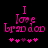 Pixelated pink text on black background reads "I love brad doo" with five pink hearts below, two versions differ in heart coloration.