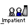 Animated contact sheet of 16 frames showing a pixel art sequence with stick figures and text changes, featuring red/blue character color swaps and a speech bubble.