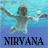 Pixelated static icon showing a greenish humanoid figure with outstretched arms against a blue gradient background, with the word "NIRVANA" in bold black text below.