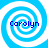 Four identical blue and white spiral patterns arranged in a , each containing the text 'Carolyn' in blue pixelated font
