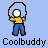 A contact sheet of five animated frames showing a stick figure performing jump rope, with the text "Coolbuddy" below each frame on a light blue background.