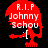Red skull silhouette with 'R.I.P Johnny Schou' text over black background, showing animation frame differences in color and pixel detail.