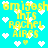 Pixelated cyan background with yellow text reading 'emigash this rachel airs' and scattered white heart shapes, some of which shift position across frames.