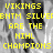 Yellow pixelated text overlays a grayscale image of a person with dark hair and a light-colored top, repeating 'VIKINGS' and 'NIHL CHAMPIONS' across the frame.