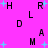 A static image with a bright pink background featuring scattered black capital letters and light blue plus signs in various positions.