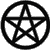 Black pentagram within a circle on gray background, next to pixelated text reading "wicca lyfe" in black font.