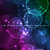 Pixelated abstract scene with glowing bubbles in purple, blue, and green hues against a dark background.