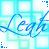 Pixelated blue and cyan geometric pattern with stylized cursive text 'Layla' in the center, surrounded by square outlines.