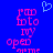 Blue background with pink pixelated text reading 'I'm into my open arms' and a light blue heart symbol above the text.