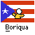Pixelated icon shows a yellow figure with outstretched arms holding a white sphere against a Puerto Rican flag background, with 'Boriqua' text below.
