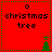 Red square icon with green dotted border, black text 'christmas tree', and a small green Christmas tree graphic in the bottom-right corner.