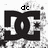 Black and white pixelated icon featuring large stylized 'DC' letters with smaller 'dc' above, surrounded by scattered gray pixels on a white background.