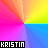 Four identical pixelated arranged in a , each displaying the name 'KRISTIN' over a colorful gradient background with radiating light effects
