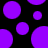 Purple circular shapes of varying sizes scattered across a black background with no visible motion.